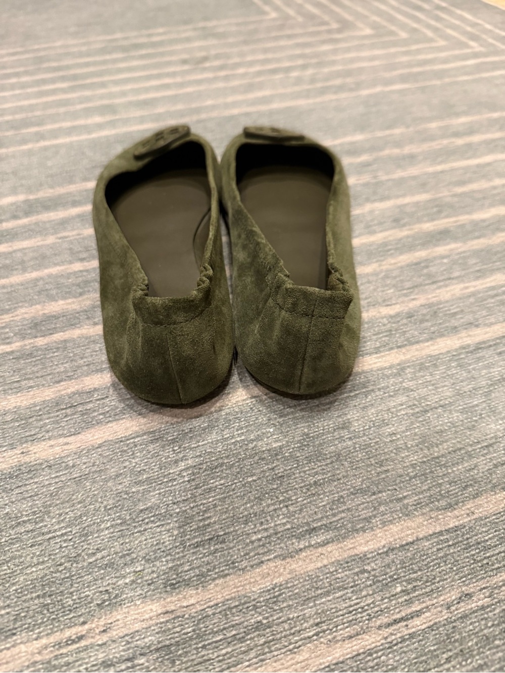 Tory Burch Minnie Green Suede Ballet Flats - Picture 5 of 6